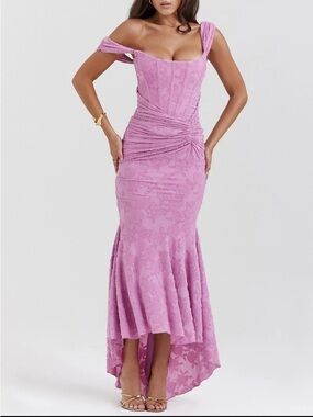 House of CB Cesca Lilac lace dress